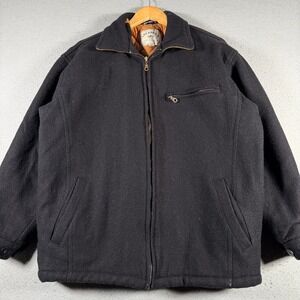 Aberdeen Collection Mens Wool Blend Bomber Jacket Black Quilted Lined Size M